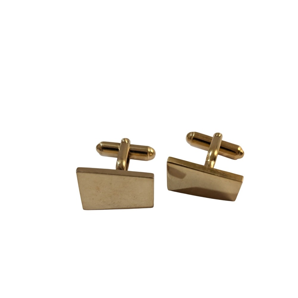 Vintage Gold Tone Trapezoid Cufflinks Mid Century Modern Geometric Mens Jewelry